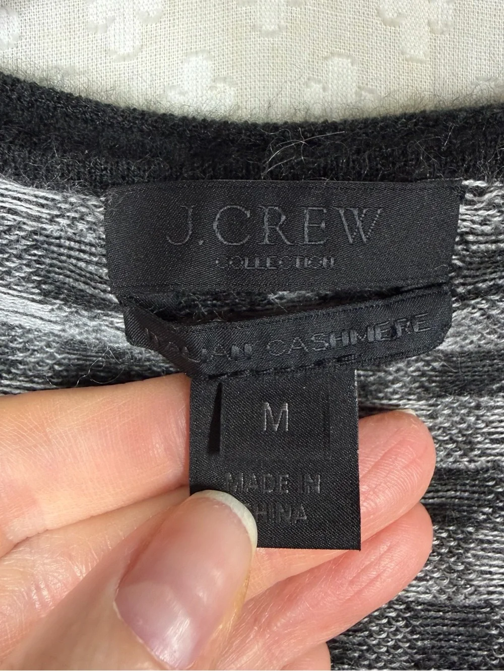 J. Crew Collection Women Cardigan Sz M Black White Gingham 100% Italian Cashmere